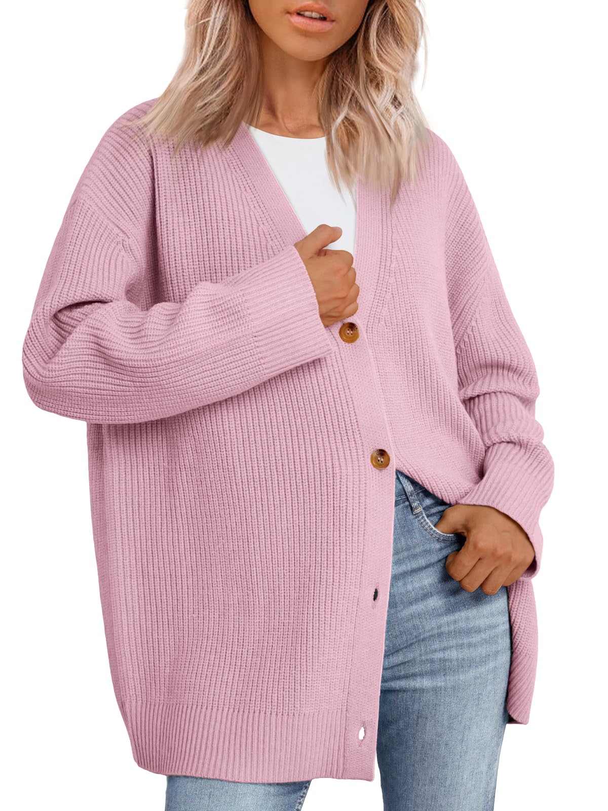 LILLUSORY Women Oversized Cardigan Sweater 2025 Fall Outfits Cloth Fashion V Neck Knit Button Front Casual Trendy Tops