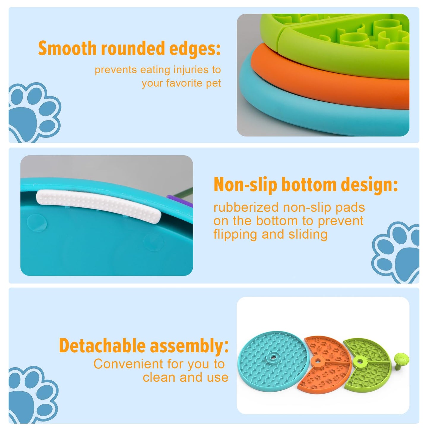 Slow Feeder Dog Bowl 3 Levels, Reduces Boredom and Anxiety, Non-Slip Interactive Puzzle Feeder, Suitable for Small/Medium/Larger Dogs