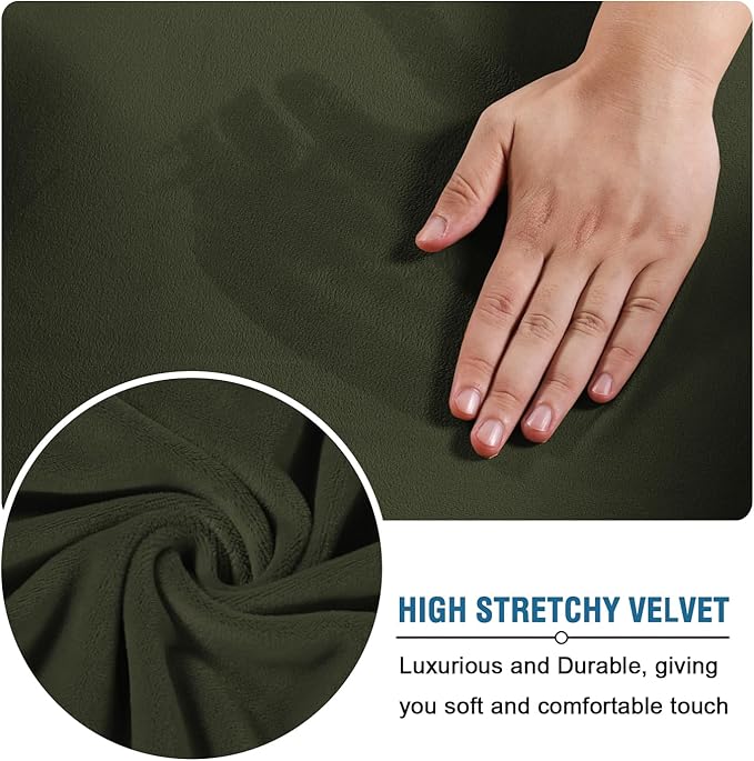 H.VERSAILTEX Modern Velvet Plush 4 Piece High Stretch Sofa Slipcover Furniture