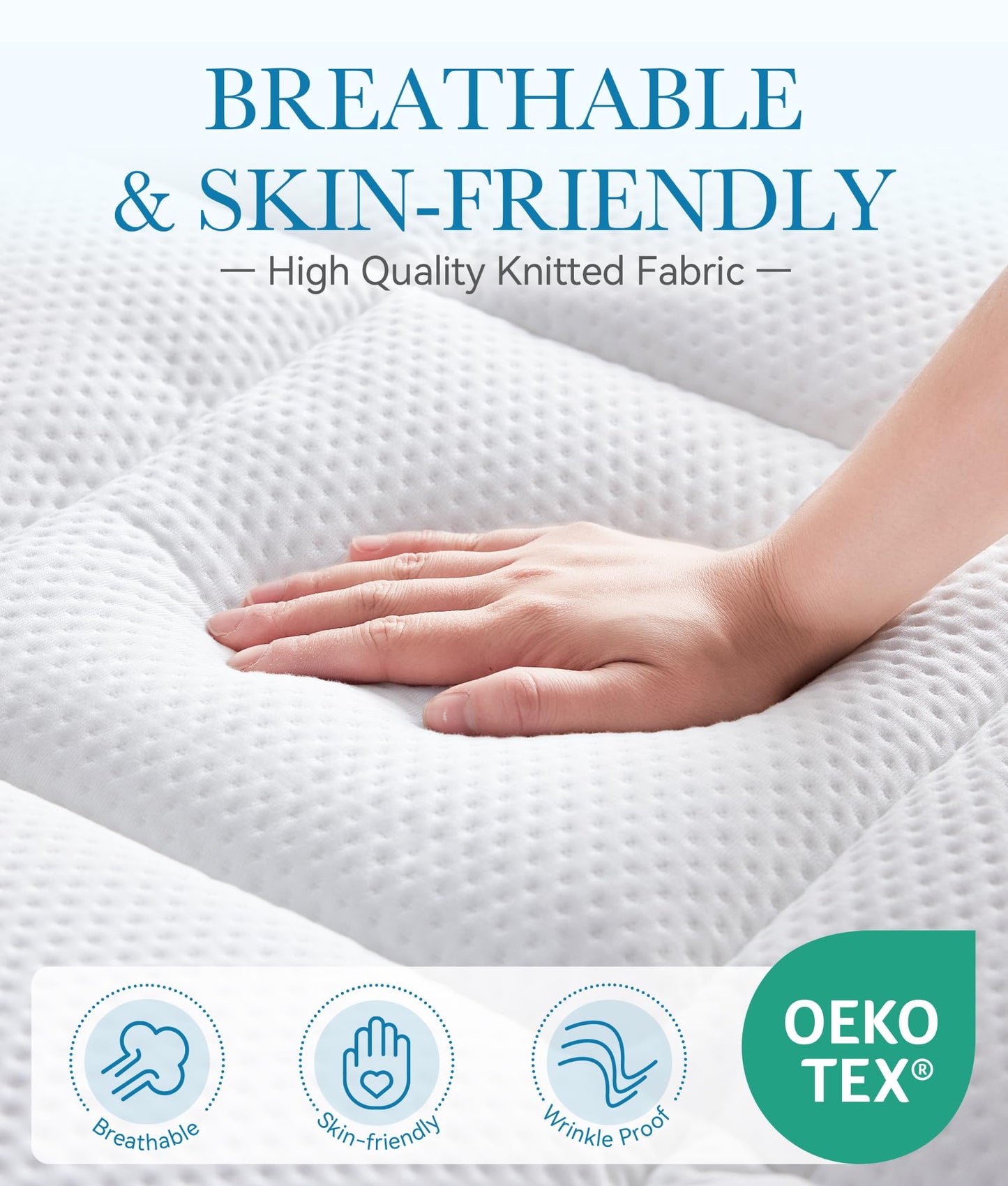 BDEUS Waterproof Dual Layer 3 Inch Memory Foam Mattress Topper Queen Size, 2 Inch Gel Memory Foam Plus 500 GSM Down Alternative Quilted Pillow Top Mattress Pad Cover for Kids, Pets