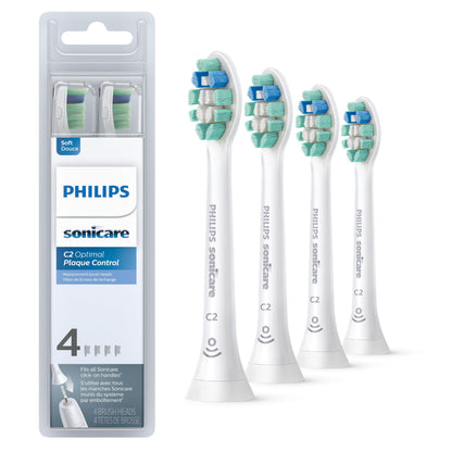Philips Sonicare C2 Plaque Control - Genuine Replacement Electric Toothbrush Heads, White, 3 Pack, HX9023/65
