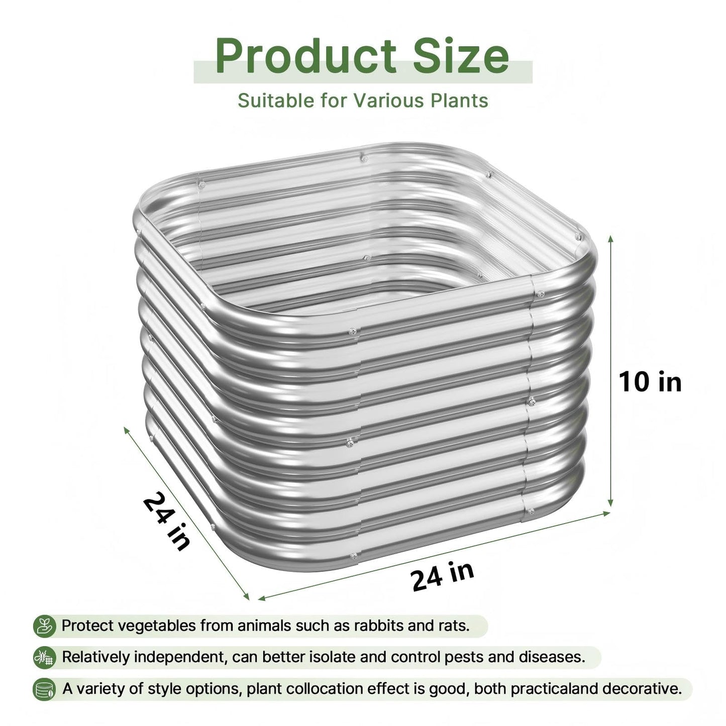 Mostmahes 4 PCS Galvanized Raised Garden Bed Outdoor, Metal Garden Bed for Vegetables, Above Ground Garden Box for Flower, Steel Raised Beds for Gardening - 2FT