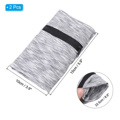 PATIKIL 6"x 4" Wrist Pouch, 2 Pcs Wrist Wallet Sports Wristband Wallet with Zipper Pocket for Running Jogging Hiking Cycling Yoga, Light Gray