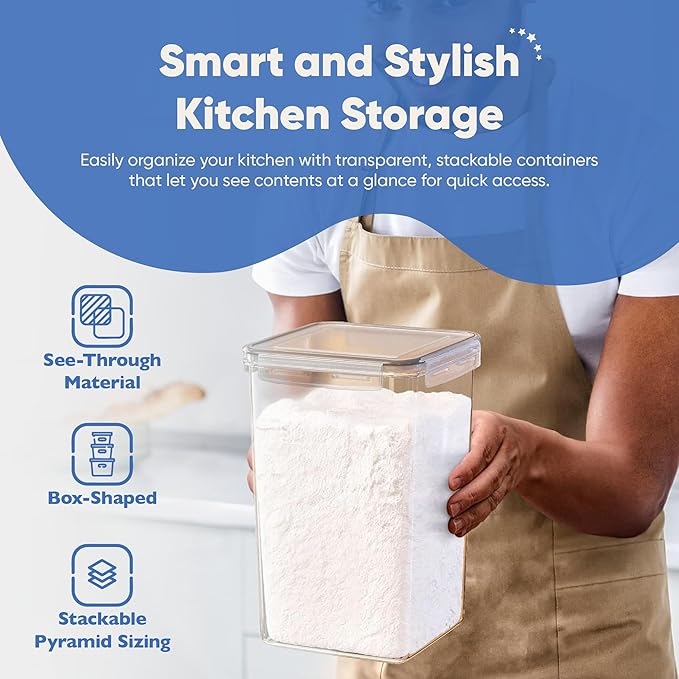 Chef's Path Extra Large Tall Airtight Food Storage Containers, Airtight Food