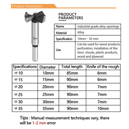 flintronic Forstner Drill Bit, 6PCS(10,15,20,25,30,35mm) Cemented Carbide Woodworking Hole Saw HSS Drill Bit Set for Hand Drill/Bench Drill/Solid Wood, Cork, Splint, Plywood, Particle Board