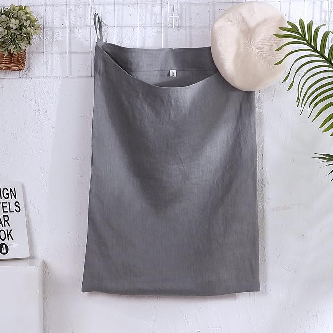 Amazhiyu Pure Linen Over The Door Laundry Hanging Hamper Bag