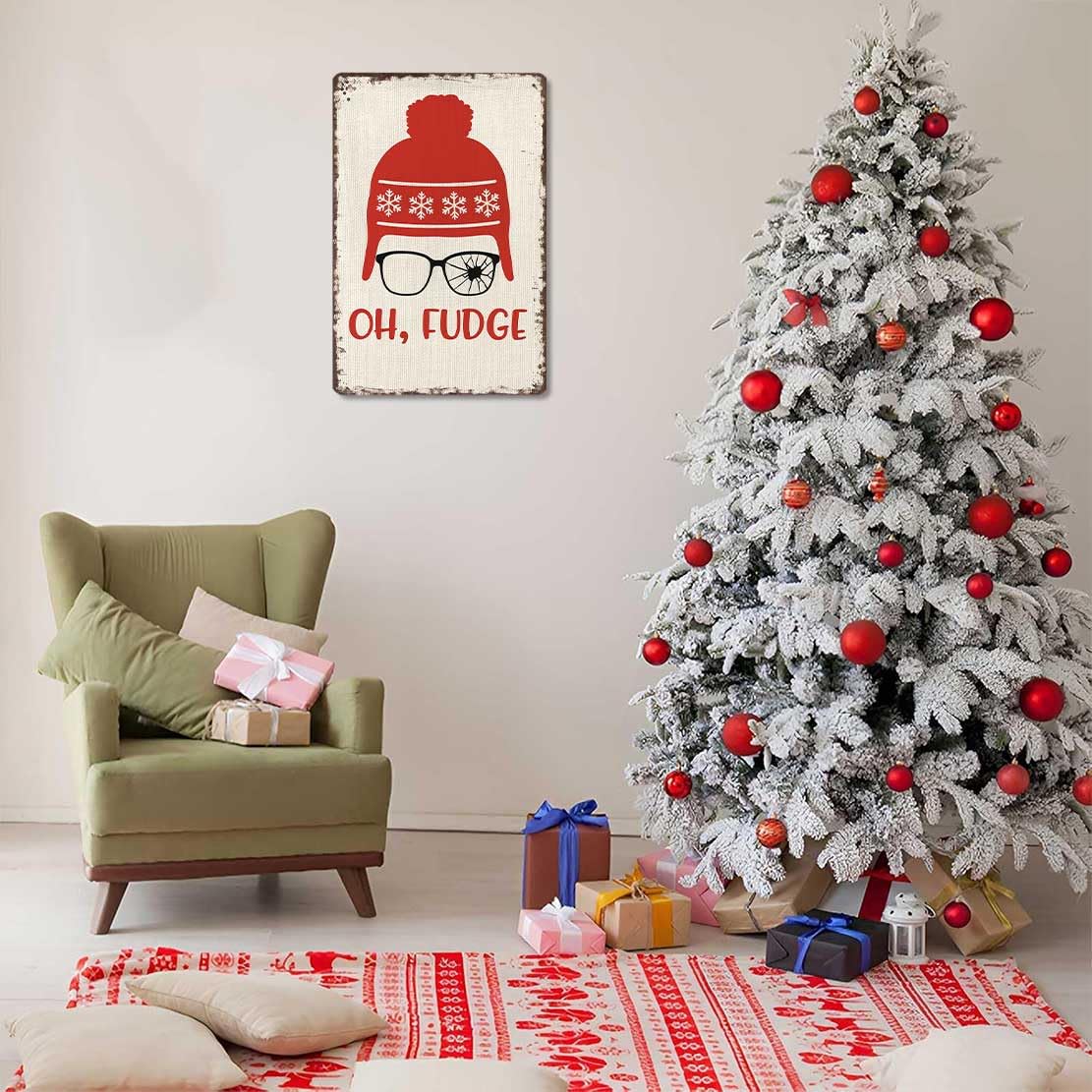 Vintage Christmas Tin Sign 8X12inch-Adds Nostalgic Festive Atmosphere to Any Room Office Bar