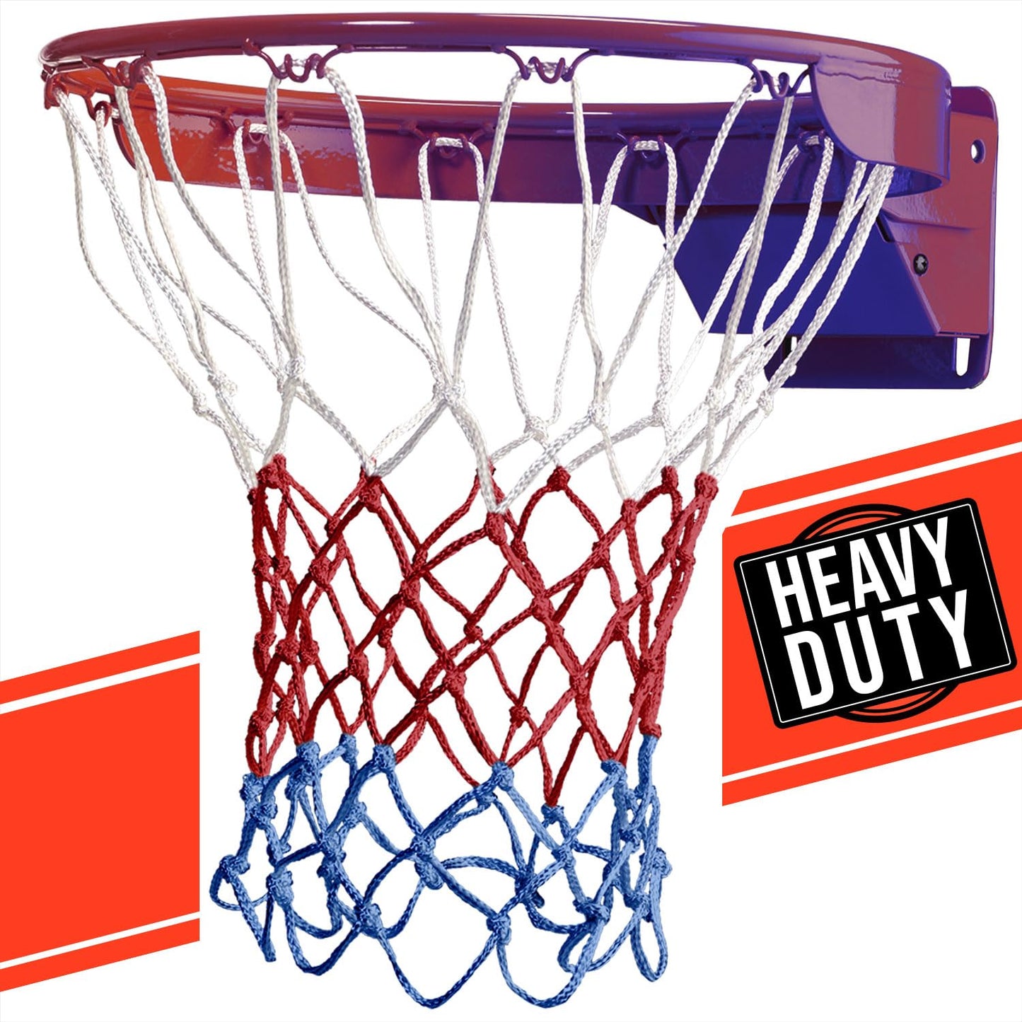 Ultra Sporting Goods Heavy Duty Basketball Net Replacement - All Weather Anti Whip, Fits Standard Indoor or Outdoor Rims - 12 Loops (RWB)