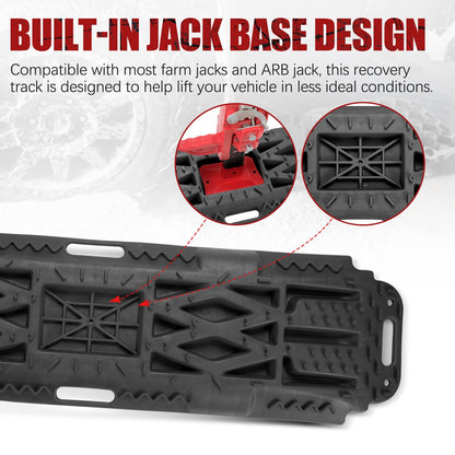 BUNKER INDUST Offroad Traction Boards with Jack Lift Base + 1"×30ft Kinetic Recovery Rope with 2 Soft Shackles Kit