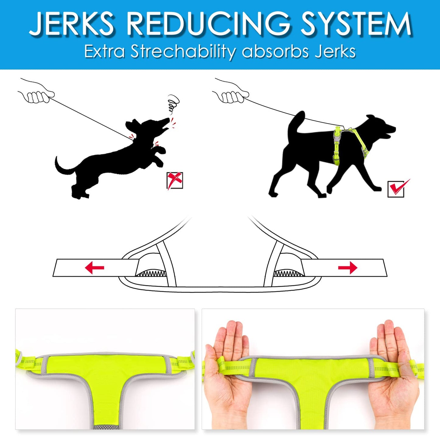 ThinkPet No Pull Harness Set Breathable Sport Harness with Handle - Reflective Padded Dog Safety Vest with Reflective Neon Dog Leash M Harness Leash Pack Green