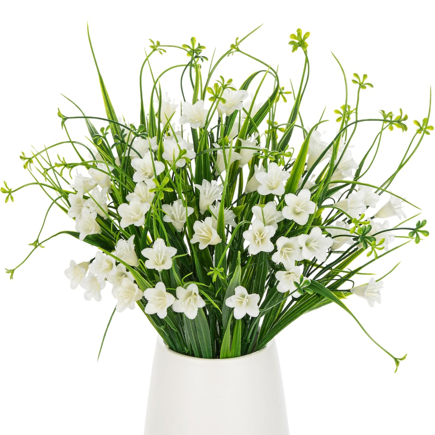 3 Packs Artificial Lily of The Valley, 15'' Faux Bellflowers for Floral Arrangements, Realistic Fake Campanula Flowers for Spring Wedding Bridal Bouquet & Home Office Farmhouse Decor, Cream White