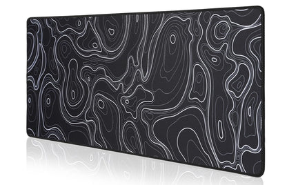 Topographic Map Waterproof Mouse Pad - Extended Contour Mouse Mat for Home and Office, Large Gaming Mousepad Laptop Keyboard Mat with Non-Slip Rubber Base, Stitched Edges (31.50"x11.81"x0.12")