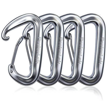 PasionLok Carabiner Clips Heavy Duty 12KN, 4 Pack Aluminum Carabiner Keychain, Small D Ring Hook for Hammock Camping Essentials, Backpack Key Ring Clip, Dog Leash, Multi Color