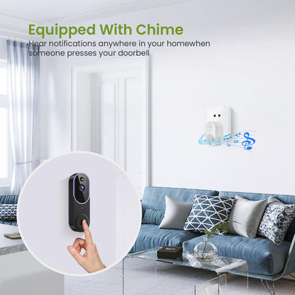 1080P Wireless Video Doorbell Camera, Smart Outdoor Surveillance Cam, FHD Live View, Cloud Storage, AI Human Detection, Instant Alert, Night Vision, Two Way Audio, 2.4G WiFi Only (Purple)