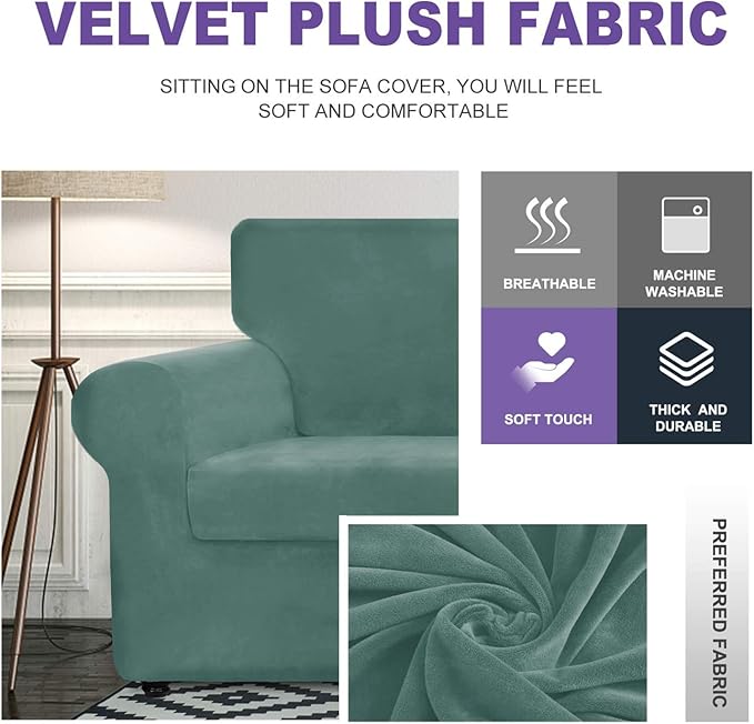 ZNSAYOTX Luxury Velvet Chair Slipcovers