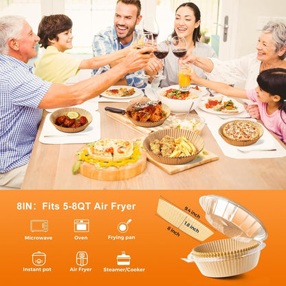400 Pcs Air Fryer Paper Liners, 8" Square Air Fryer Liners Disposable, Heavy-Duty Parchment Paper for 5-8 qt Airfryer Basket, Non-Stick & Grease-Proof Baking Liner for Oven Pan
