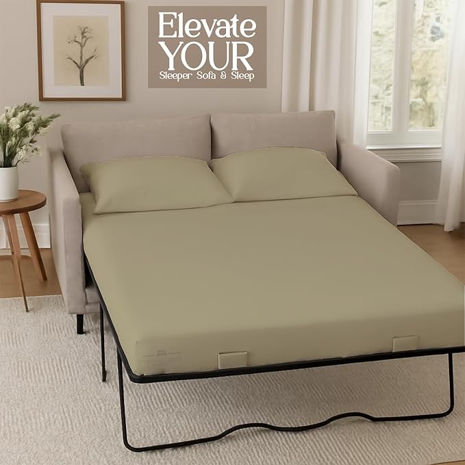 Sleeper Sofa Bed Sheet, 100% Cotton 400 Thread Count, 4 Piece Set, Deep Pocket