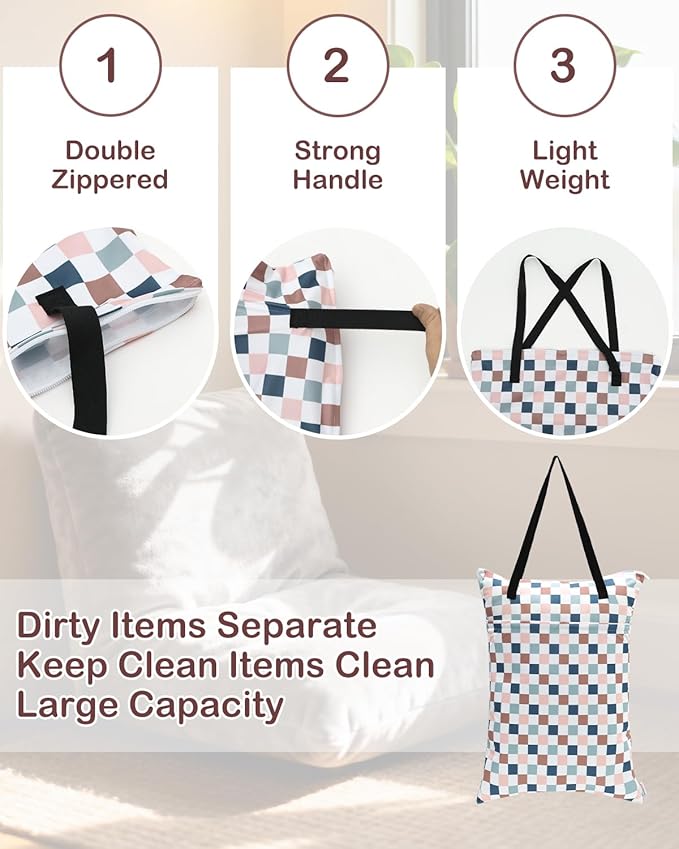 ALVABABY 2 Pack Large Wet Dry Bag Waterproof Hanging Cloth Diaper