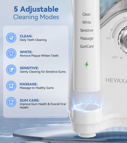 Water Flosser & Ultrasonic Electric Toothbrush Combo, 600ML Water Dental Flosser with 7 Jet Tips, 10 Adjustable Water Pressure, 5 Toothbrush Heads for Home Use, Gums, Braces (Black)