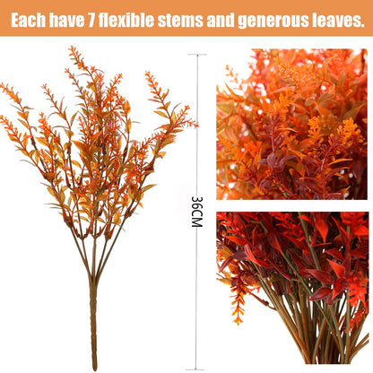 HBell 12 Bundles Artificial Fall Flowers No Fade Faux Autumn Plants,Fake Indoor Outdoor Greenery for Thanksgiving Christmas Wedding Party Home Garden Décor (Autumn)