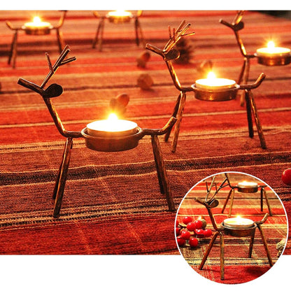 FORUP 6 Pack Metal Reindeer Tea Light Candle Holders, Christmas Home Decoration