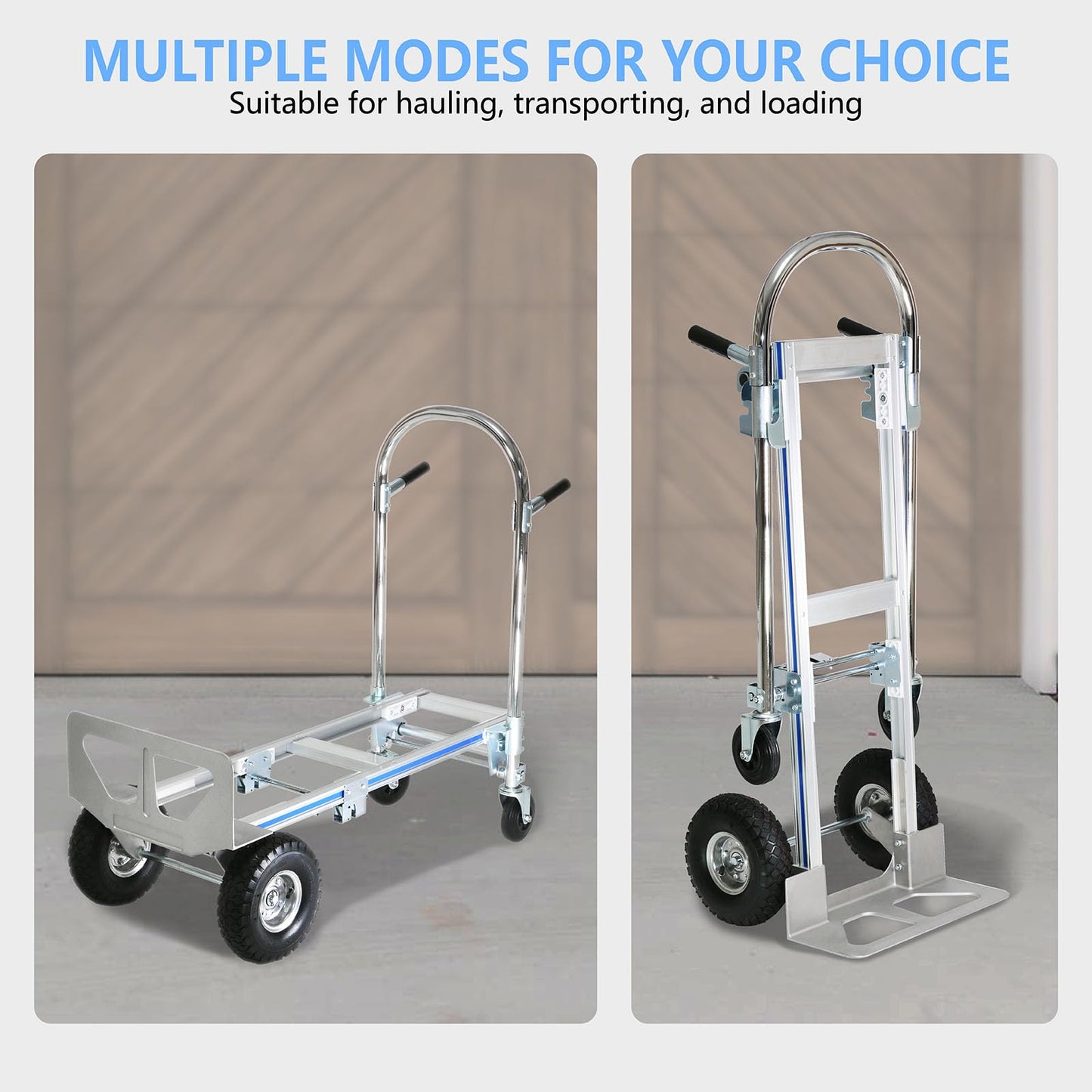 Heavy Duty Convertible Hand Truck, 2 in 1 Folding Dolly 800 LBS Capacity Industrial Platform Cart Collapsible Truck for Transport & Moving in Warehouse, Home, Supermarket