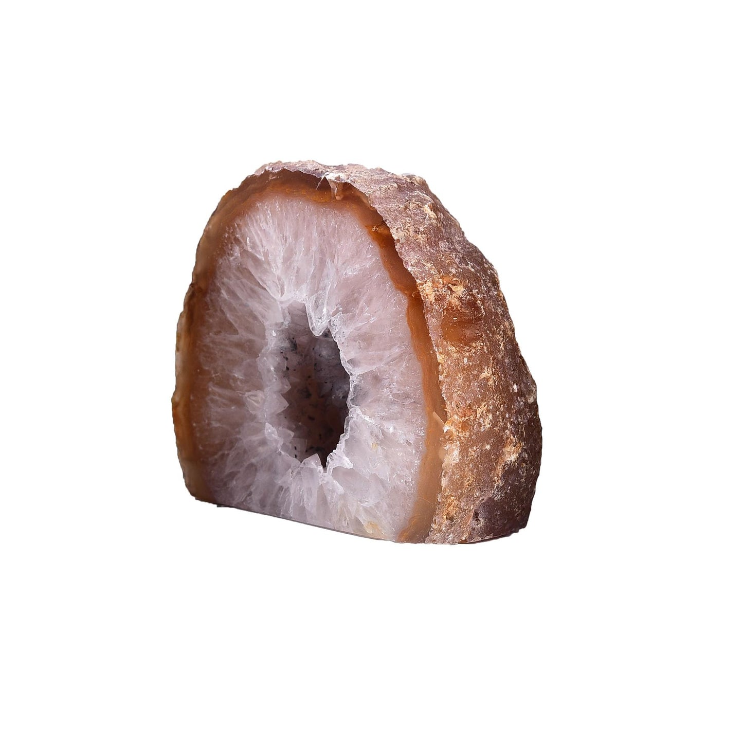AMOYSTONE Natural Agate Geode Home Decor - Small Agate Crystal Stone - Unique Ornament for Bedroom Desk (Brown 1-1.5 Lbs)