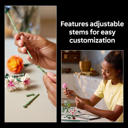 LEGO Botanicals Pretty Pink Flower Bouquet Building Set for Adults - Gifts for Valentines Day for Her- Artificial Flowers for Decor or Table Display - 10342