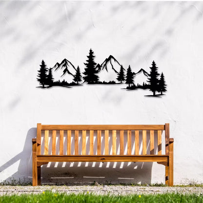 Xedatric 15.35 * 44.09 Inchs Mountain and Forest Metal Wall Decor, Horizontal Wall Art Nature Landscape, Large Metal Wall Art Evergreen Trees Forest Wall Decor,Housewarming Gift