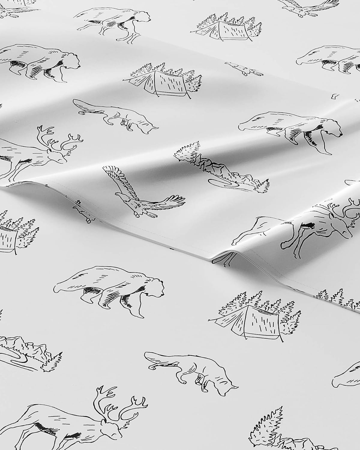 Kids Queen Size Bed Sheet Set - 4 Piece Kids Loft Bed Sheets - Wildlife Forest Themed Bedding - Soft, Cute and Cozy - Breathable and Machine Washable - Animal Bed Set for Boys, Girls, Teens & Toddlers