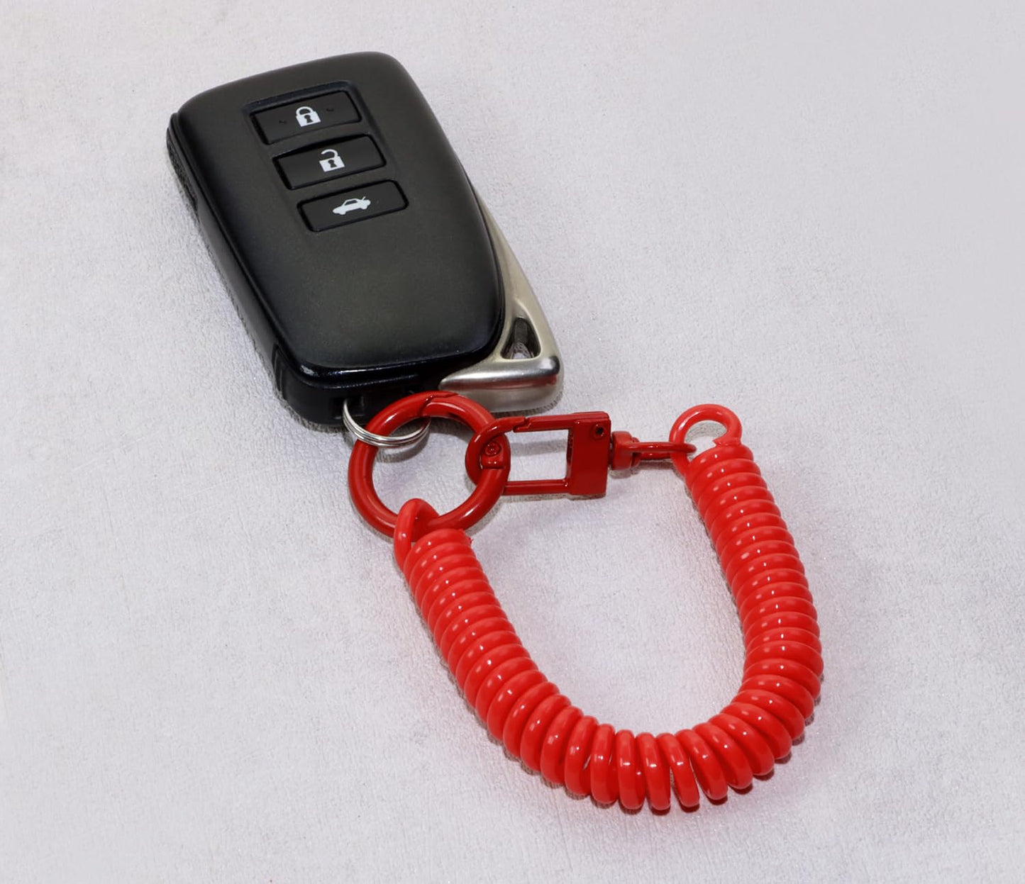 Mini Skater Retractable Coil Spring Keychain Stretchy Spirals Keyring for Work Keys ID Badge, Pack of 10 (Red)