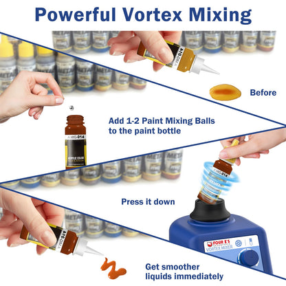 FOUR E'S SCIENTIFIC Laboratory Vortex Mixer, Mini Vortex Shaker, 0-3000rpm, Touch & Continuous Function Paint Mixer, with 100pcs 7/32inch Paint Mixing Balls & 1 pcs Platform Pad, for Acrylic Paints