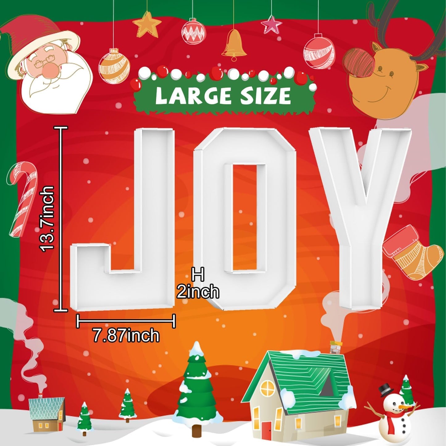 Joy Letters for Christmas Party Decorations, 13.7 Inch Charcuterie Cardboard Letters Fillable Paper Mache Letter Trays for Cookies Candy Cake Food Display Letter Box for Xmas New Year Holiday Party