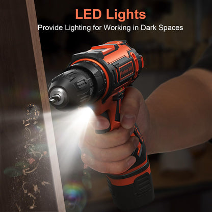 Cordless Drill, 12V Electric Screwdrivers Cordless, Rechargeable Power Mini Combi Drill and Screwdriver Set, 3/8" Keyless Chuck, 42Pcs Accessories, 2000mAh Battery Small Hand Drills Driver DIY Tools