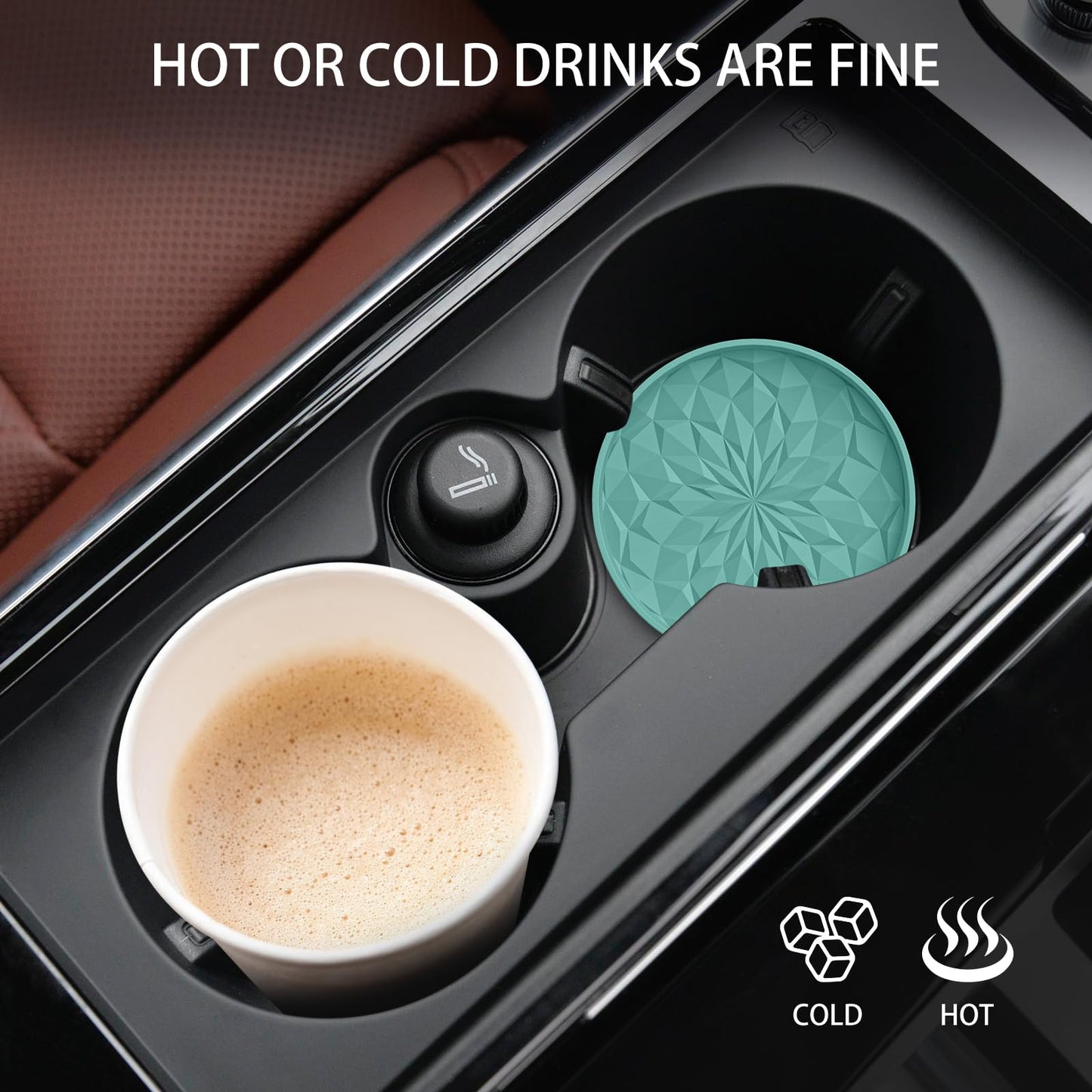 ME.FAN Car Coasters for Cup Holders [4 Pack] - 2.75In Silicone Auto Mug Mats - Universal Non-Slip Recessed Car Interior AccessoriesTeal Blue