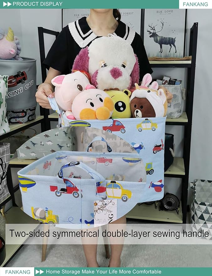 FANKANG Square Nursery Hamper Storage Bins Canvas Laundry Basket Foldable