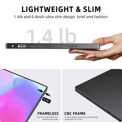 UPERFECT Portable Monitor 4K 16" | 1200 Nits Laptop Monitor | 3840 * 2400 UHD | 1MS FreeSync 2000:1 Contrast | USB-C & HDMI | VESA & Smart Case | Travel Screen for Computer, Mini PC, Game Consoles