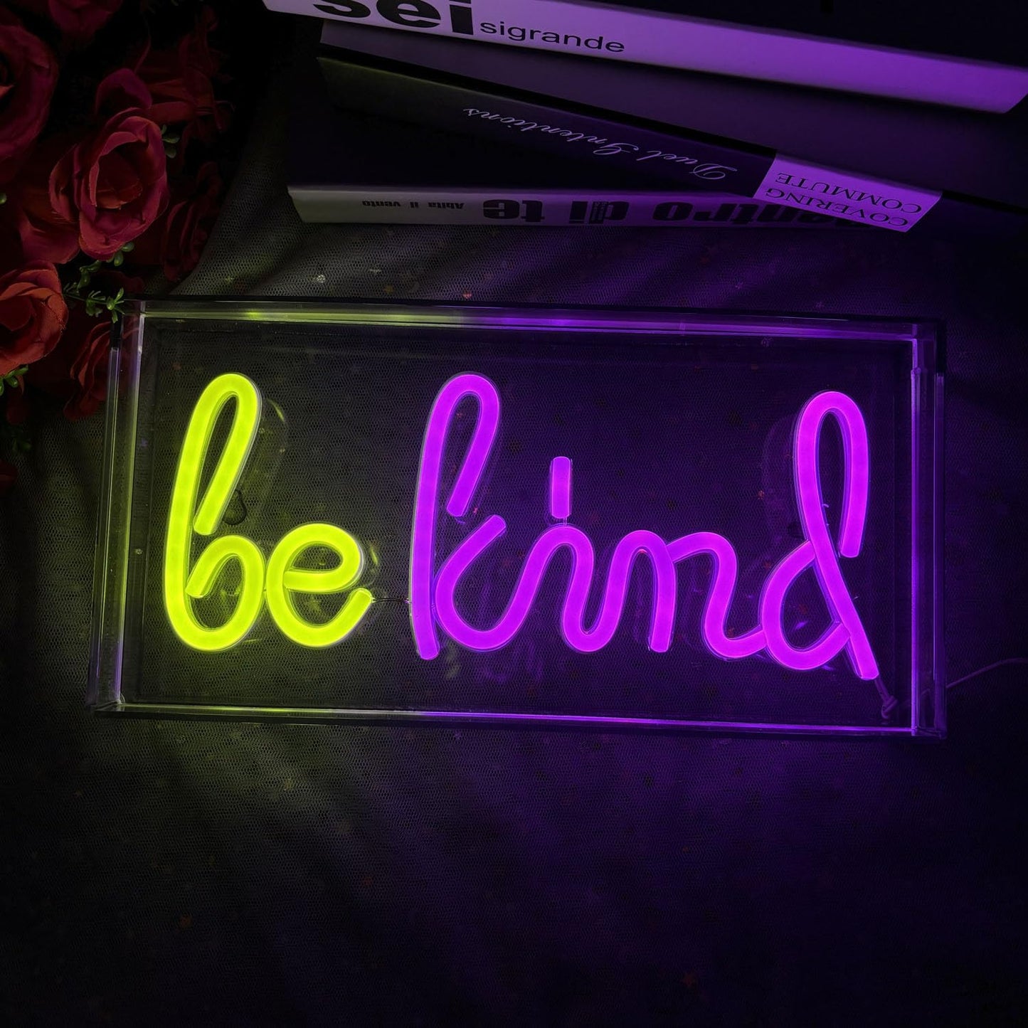 Be Kind Neon Light Sign,3D Standable Neon Marquee Letters Sign for Girls Room Decor Home Bedroom, Pub, Hotel, Beach, Cocktail, Man Cave Gift,USB Powered 11.8"*5.9"*1.7"