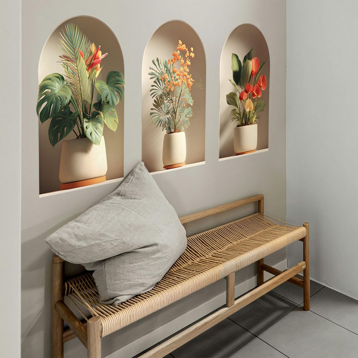 3D Potted Plants Wall Stickers，Green Plants Wall Decals，Peel and Stick 3D Magic Art Sticker，for Living Room Bedroom Aisle Entrance Sofa Backdrop Yoga Room Home Decor (Potted Flower Decor 47)