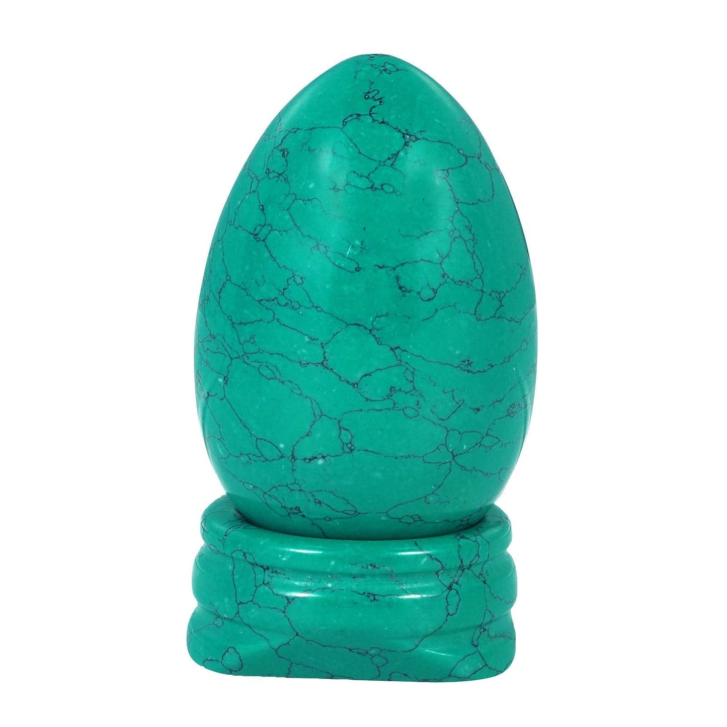 Amogeeli Healing Crystal Egg Sphere Figurine with Stone Stand, Egg-Shaped Stone Sculpture for Home Decor