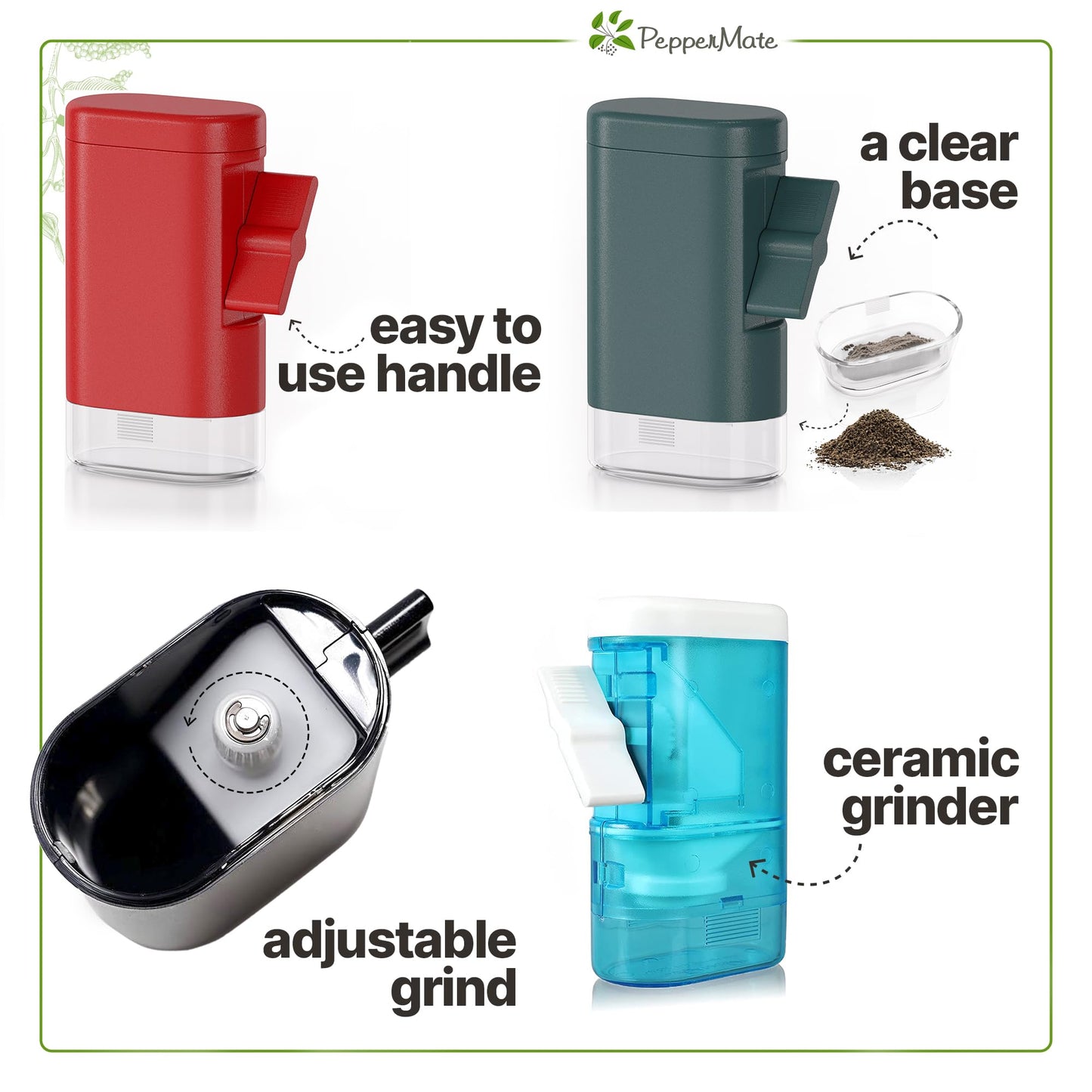 PepperMate Traditional Pepper Mill 723 - Turnkey High Volume Salt and Gourmet Peppercorn Grinder (White)