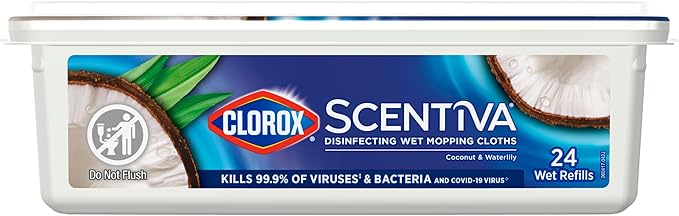 Clorox Scentiva Disinfecting Wet Mopping Cloths, Coconut and Waterlily