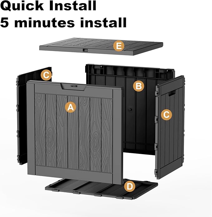 30 Gallon Outdoor Deck Box, Lockable Waterproof Outdoor Storage Boxes For Garden Tools,Indoor Cushions,Accessories Outside Storage Resin Weatherproof Container(Black)