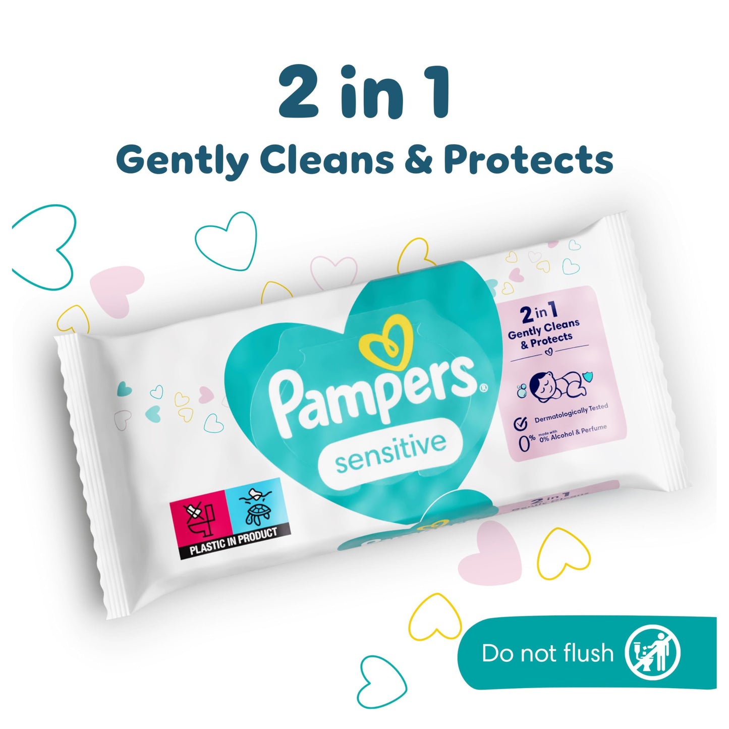 Pampers Sensitive Baby Wipes 15 Packs of 80 = 1200 Baby Wet Wipes, Unscented, For a Soft And Gentle Clean