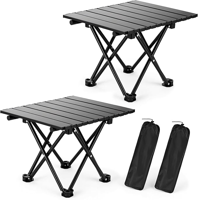 2 Pack Portable Camping Table Foldable, Ultralight Small Folding Beach Table