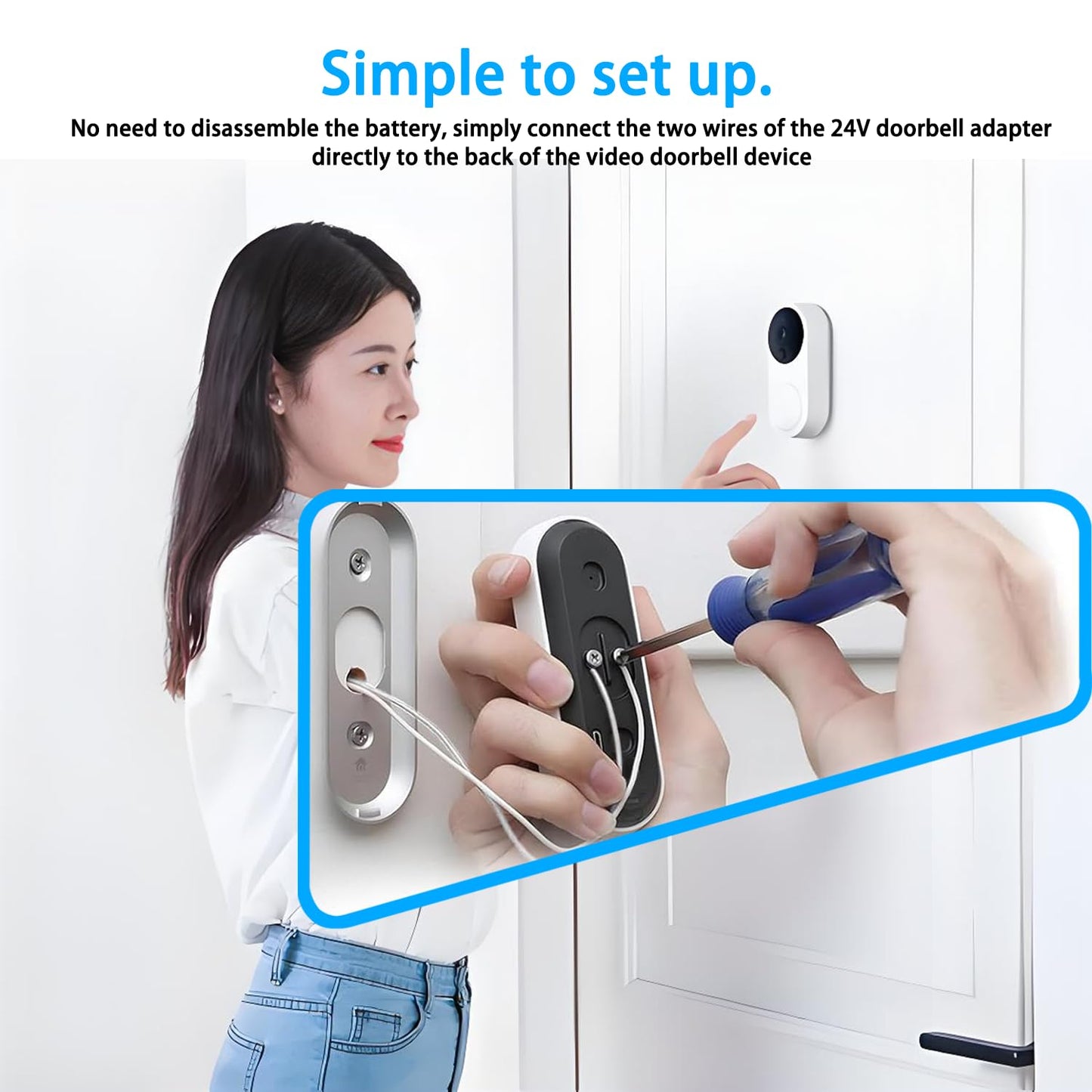 24Volt Transformer C Wire Adapter for Thermostat and All Versions of Ring Doorbell, Compatible with Nest 1st/2nd, Ecobee, Honeywell, Sensi, Sensi Smart WiFi Thermostat, Nest Hello Doorbell Supply Cord