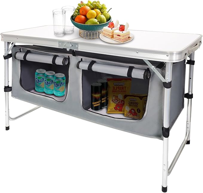 CampLand Outdoor Folding Table Aluminum Lightweight Height Adjustable