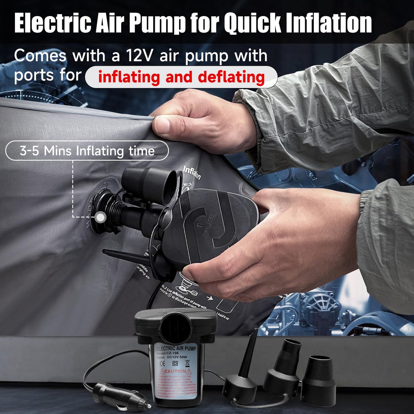 DikaSun Car Air Mattress, Inflatable SUV Truck Camping Mattress for Back Seat, Thickened Travel Car Bed Sleeping Pad with Air Pump 2 Pillows