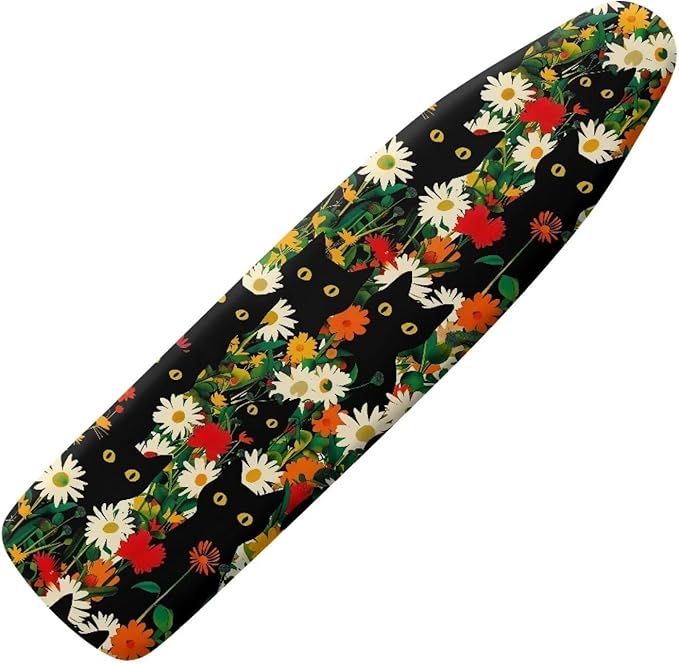 Black Cat Floral Ironing Board Covers Standard Washable Ironing Board Protector