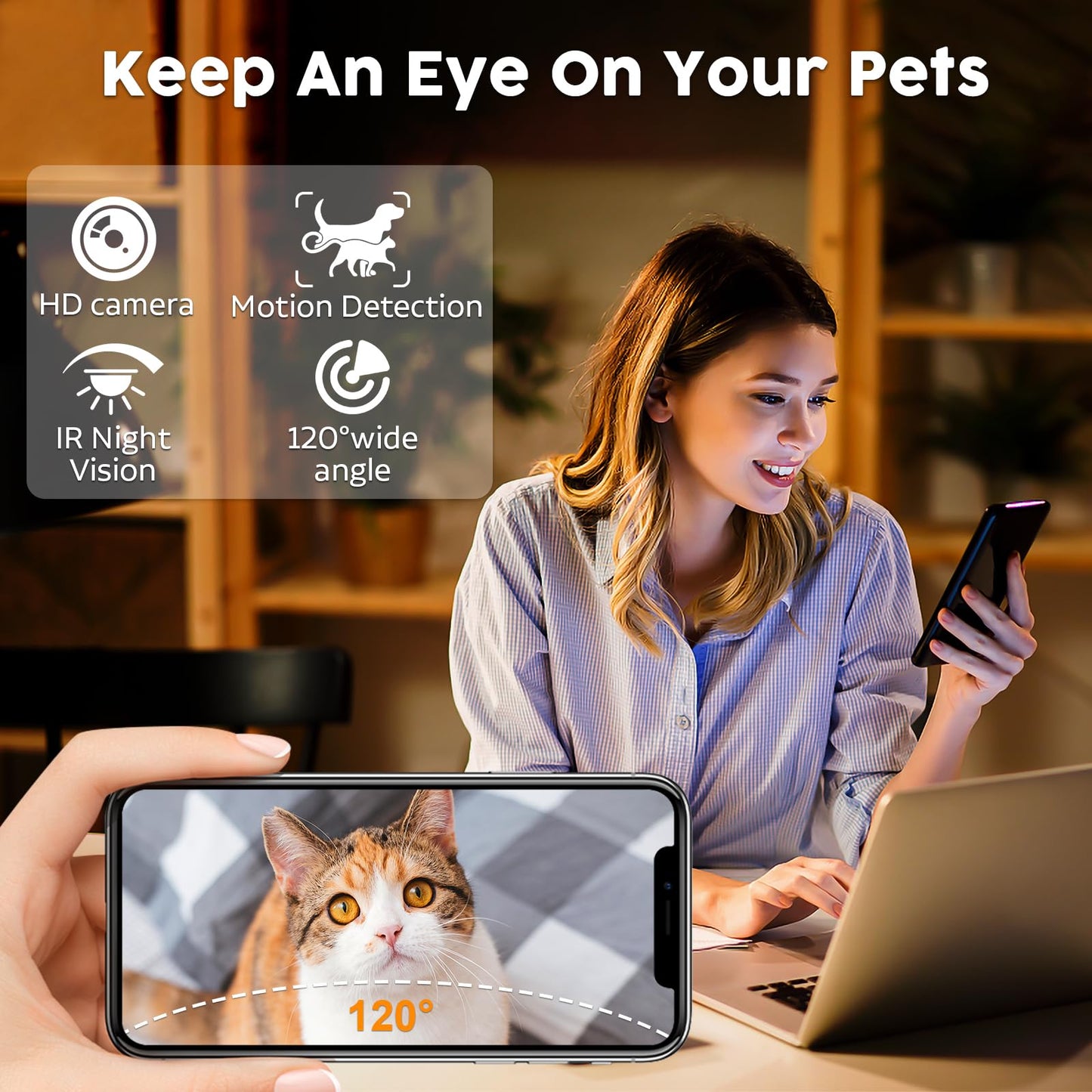 Automatic Dog Feeder with Camera WiFi: 33 Cups 5G App Control Easy Setup Cat Food Dispenser - HD 1080P Video Recording Timed Pet Feeder for Cat Dog Small-Pet